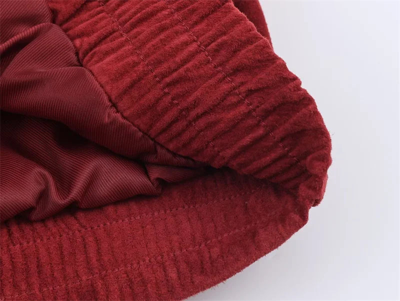 Women's Jacket 2025 Winter New Red Long-Sleeve Suede-Effect Loose Jacket Casual Fashion Versatile Style
