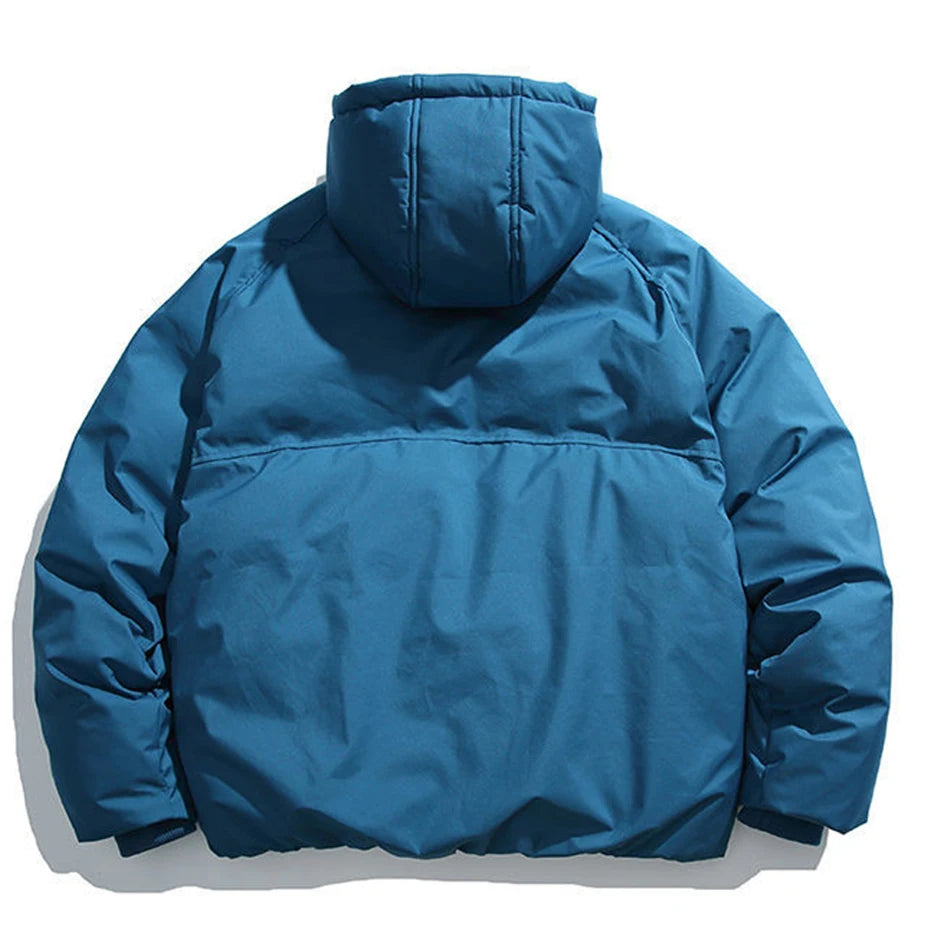 Winter Men Jackets Diagonal Zipper Hooded Parkas Thicken Warm Coat Black Loose Casual Padded Jacket Outwear for Male 2025