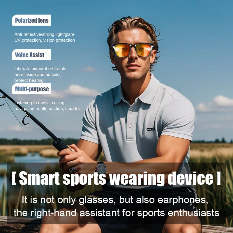 Outdoors Smart Glasses Bluetooth 5.3 Sunglasses Music Making Calls Navigation Protection Uv400 Polarized Lenses Driving Fishing