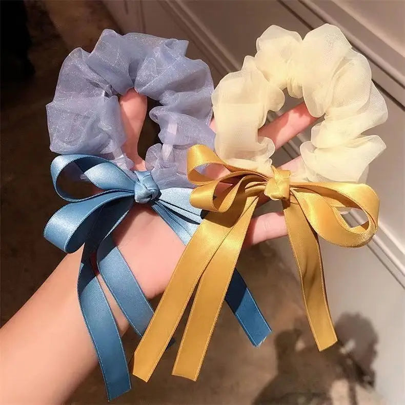 Children's Bow Hair Band Sweet Hair Rope French Large Intestine Ring Solid Color Headband Headwear Girls Kids Hair Accessories