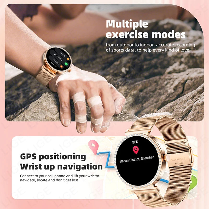 New Luxury Diamond Smart Watch Women Bluetooth Call Smartwatch Heart Rate Health Monitor Smartwatches Waterproof Bracelet Ladies