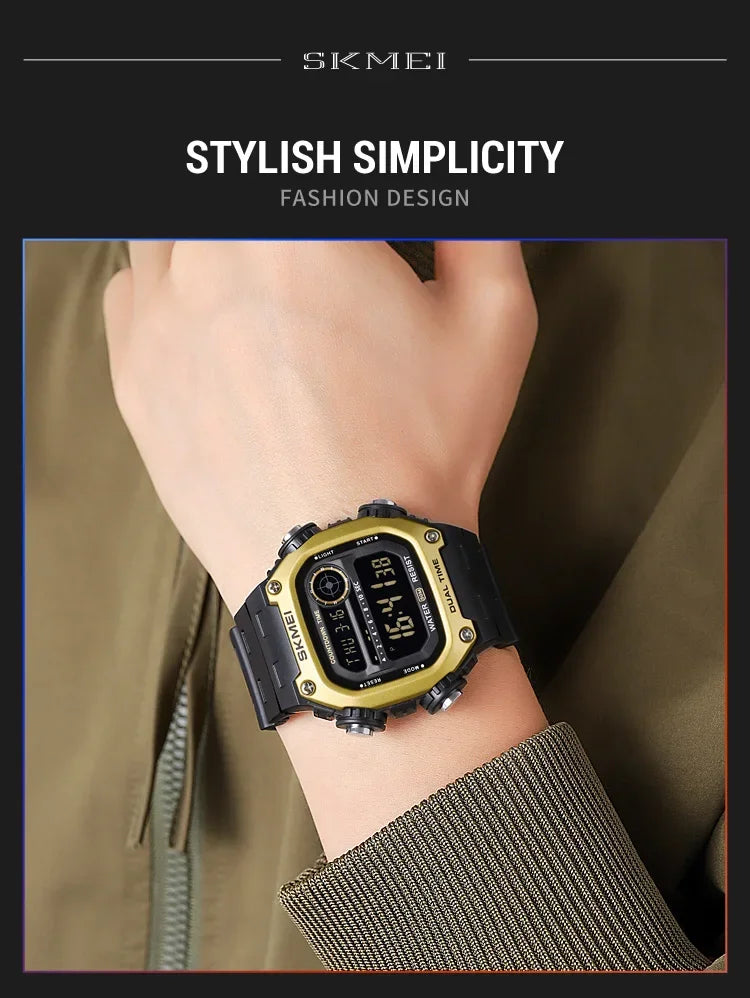 SKMEI 2126 Digital Countdown Sports Watches for Men LED Display Waterproof Stopwatch Mens Wristwatch Alarm Clock montre homme