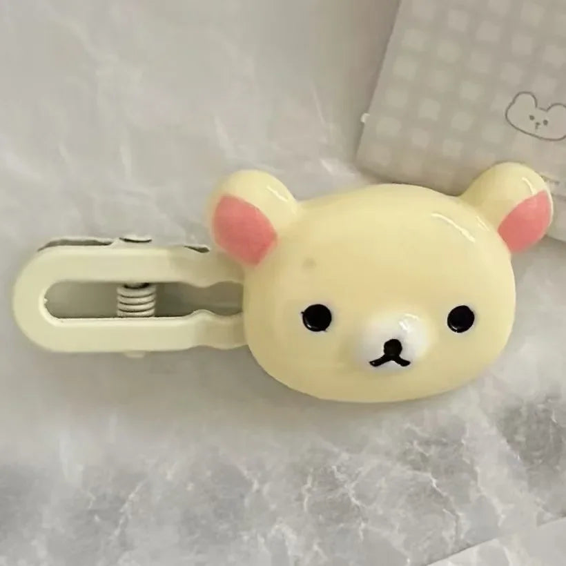 Rilakkuma Hair Clips for Girls Kawaii Relax Bear Hairpin Women Bangs Bobby Pin Fashion Duckbill Clip Kids Hairs Ornaments Gift