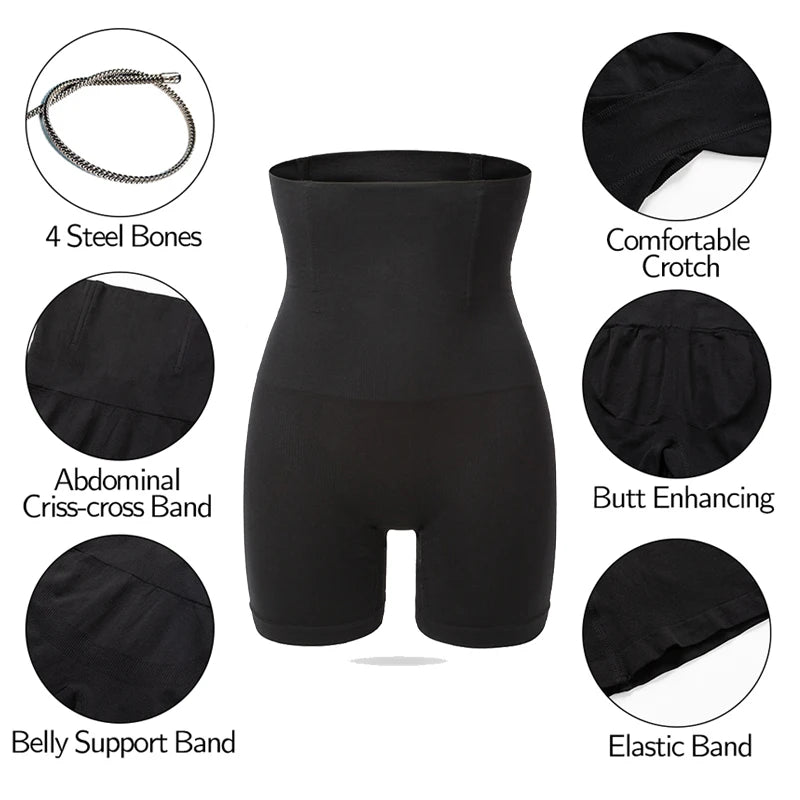 Women Shapewear High Waist Shorts Tummy Slimming Body Shaper Waist Trainer Butt Lifter Seam-free Flat Belly Panties Weight Loss