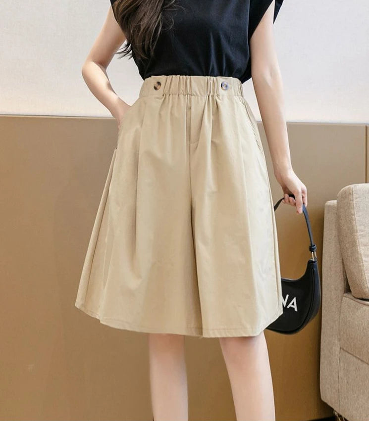 Shorts for Women Culotte Half Wide Knee Length High Waist Skirt Pants Mid Short Woman Bermuda Designer Wholesale Casual Design