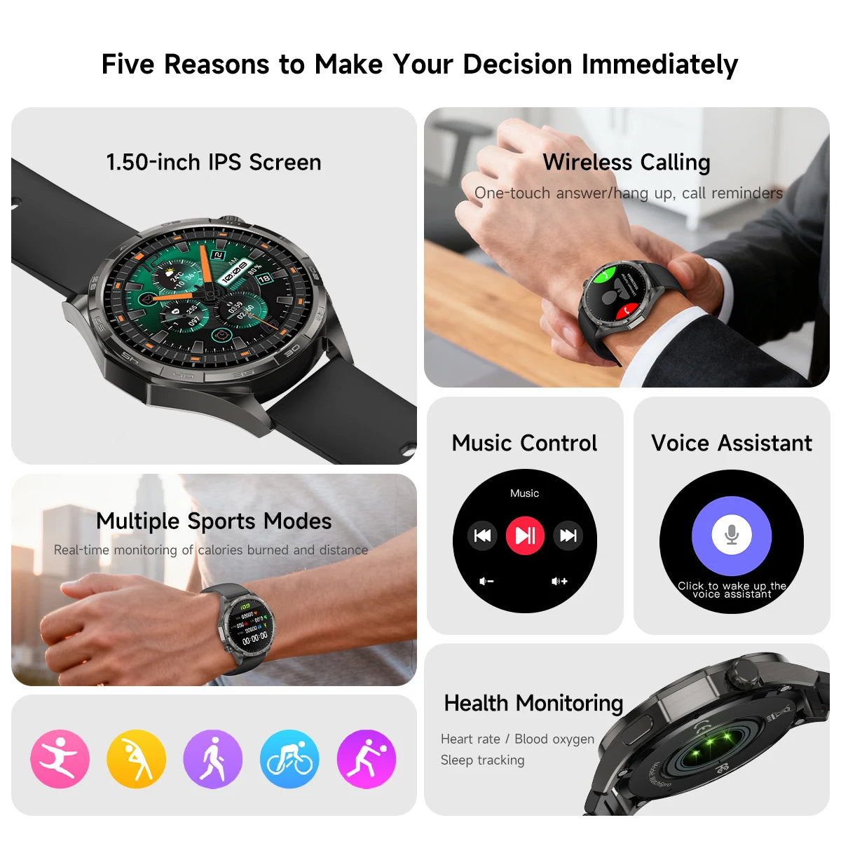 Smart Watch GT6 Pro (2025) 1.50-inch HD AMOLED GPS Message Reminder Bluetooth call Heart rate 4GB Smartwatch Reduction 100%