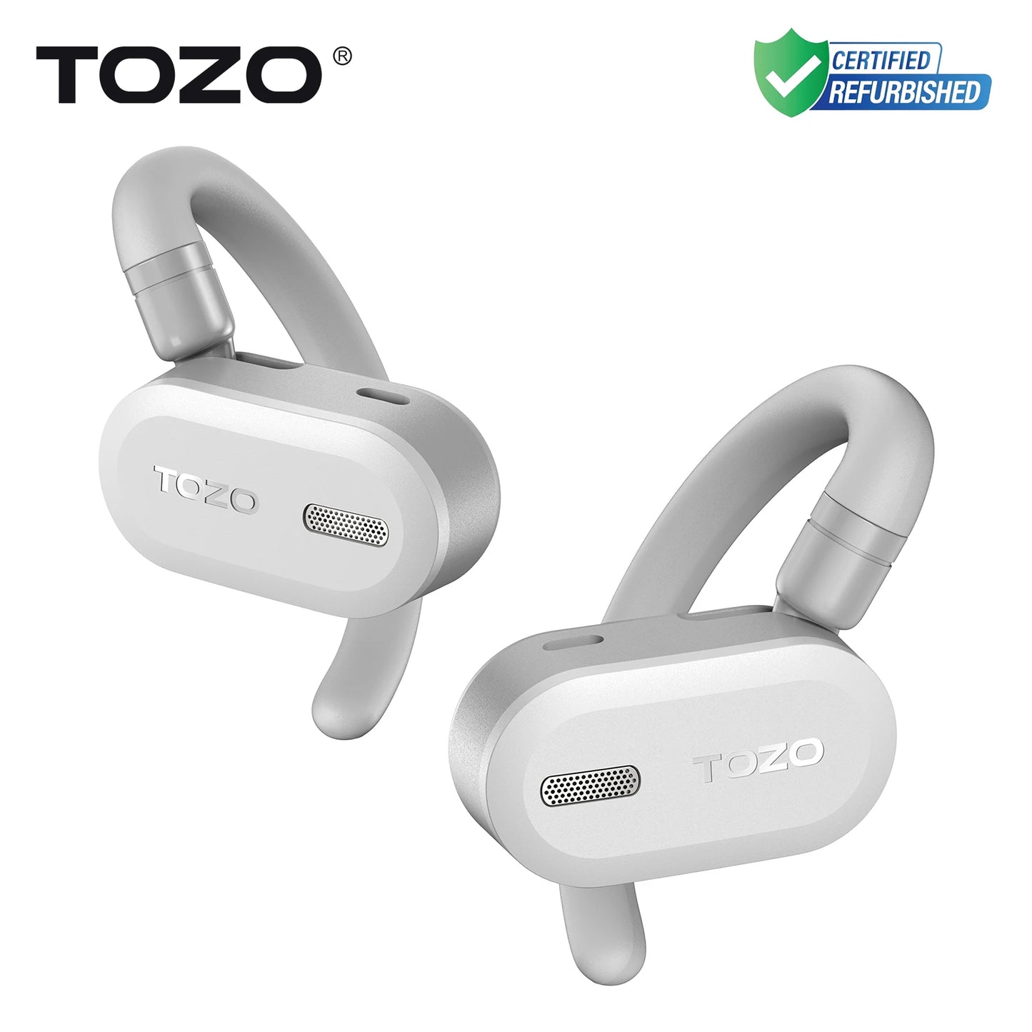 Refurbished TOZO Open Ear Hooks Headphones OWS Wireless Bluetooth 5.3 Earphones Earbuds Adjustable Music Sport HiFi Stereo Sound