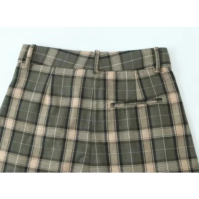 Women's Pants 2025 Autumn New Style Chic Fashion Plaid Wide-Leg Pants For Women Casual Fashion Street Casual Trousers