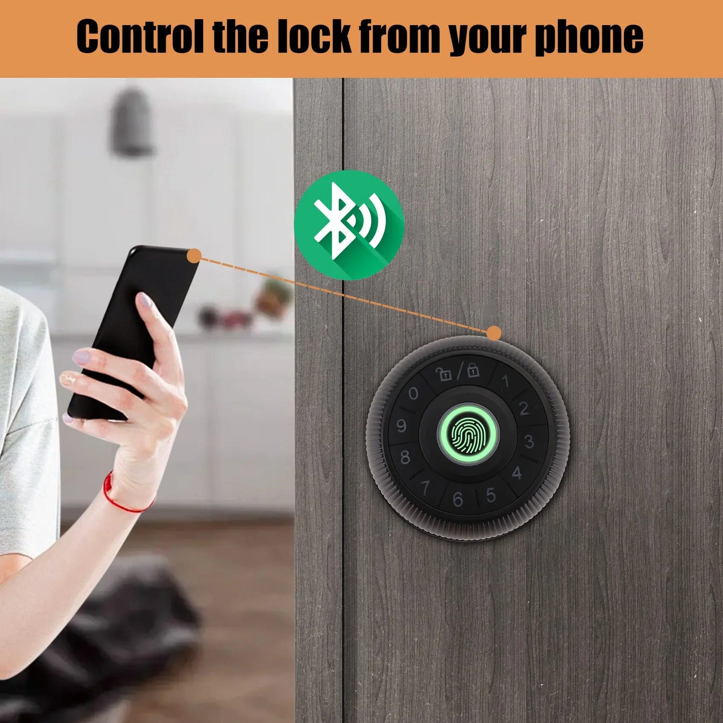 FULL-Fingerprint Door Lock-Smart Door Handle, Keyless Door Handle With Password Keypad For Bedroom Smart Door Lock