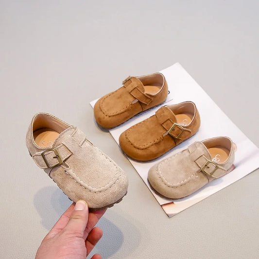 Children's Flat Shoes 2-18 Years Old Khaki Simple Boys Girls Casual Shoes Four Seasons Models Yellow Non-slip Kids Loafers 23-33