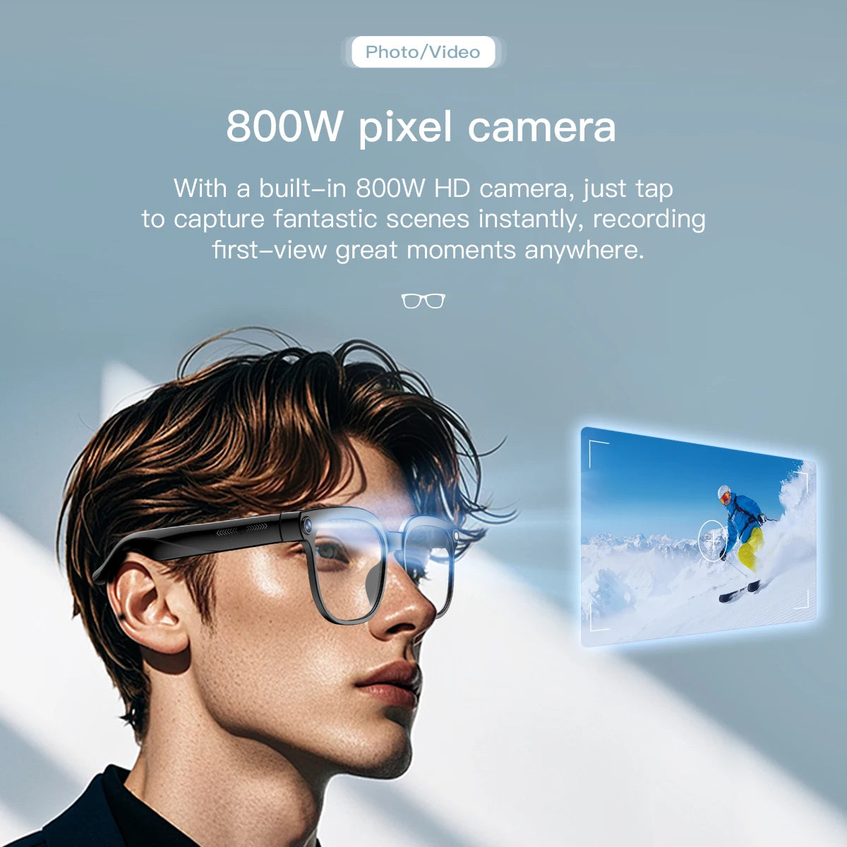 2025 800W Camera Smart Glasses  AI Translation ChatGPT Voice Assistant BT Call Music Earphones Video Recording for iPhone Xiaomi