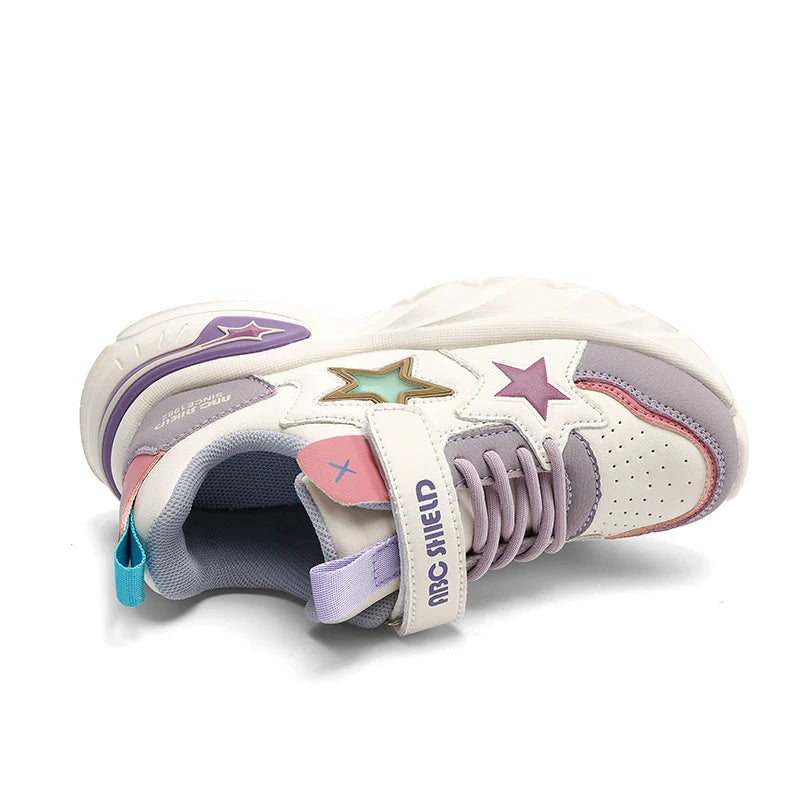 Fashion children's sports shoes boys and girls sports shoes 4 to 10 years old college wind PU leather shoes outdoor casual shoes