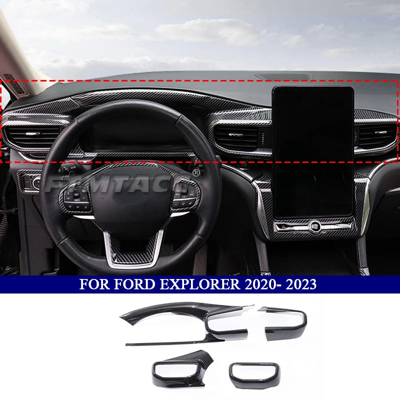 Car Accessories for Ford Explorer 2020 2021 2022 2023 ABS Carbon Fiber Interior Kit  Dashboard Console Decoration Cover Trim