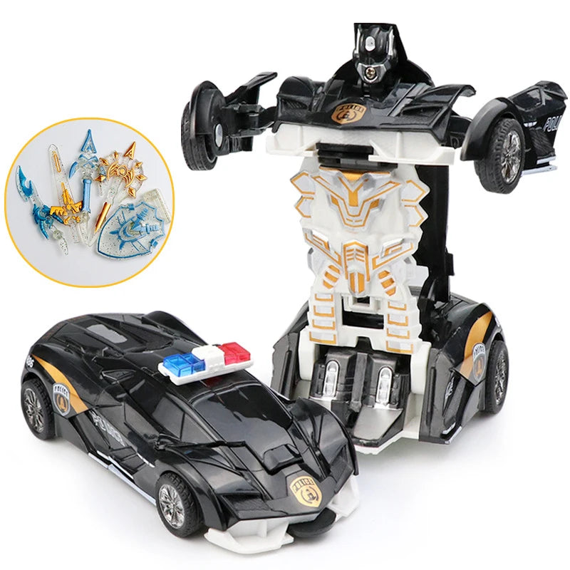 Kids Toys One-key Deformation Car  Automatic Transform Robot Diecasts Toy Funny Mini 2 In 1 Plastic Model Car Amazing Gifts Boys