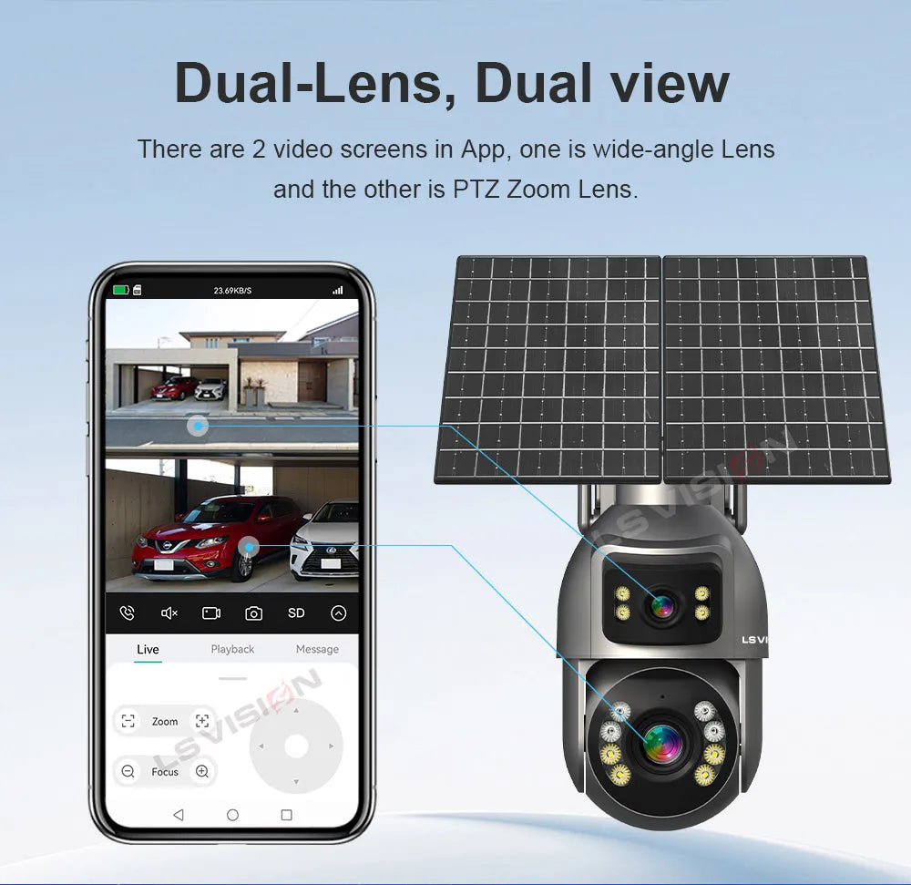 LS VISION 4G WiFi Solar Powered CCTV Camera AOV 7/24 Network Home Security AI Popular Outdoor Solar Network Camera