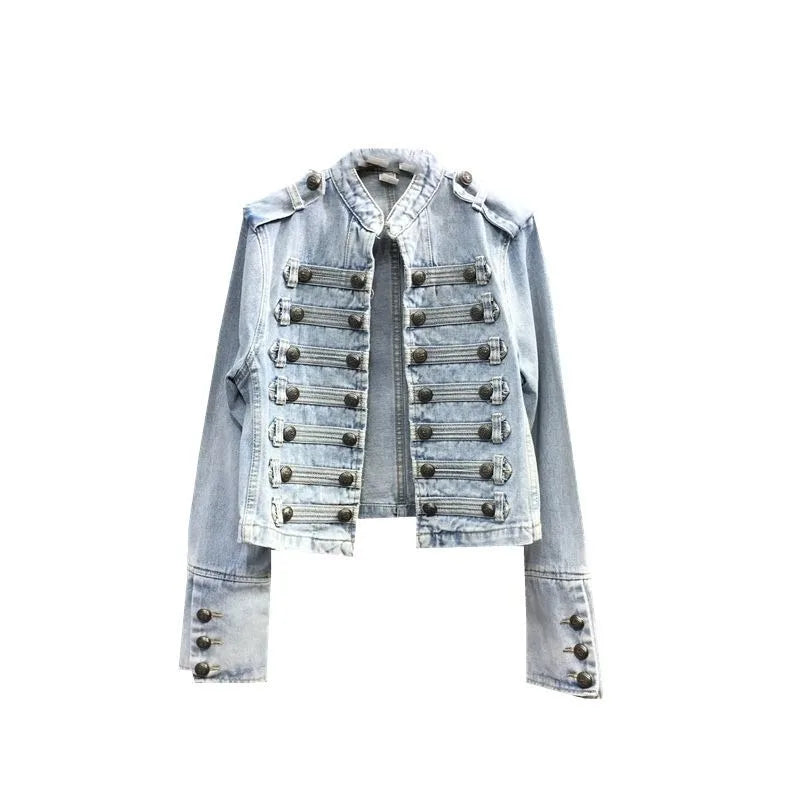 Women's Short Jacket Spring and Autumn New Jacket Top Skinny Stand-up Collar Long-sleeved Denim Fashion Comfort Winter Clothes