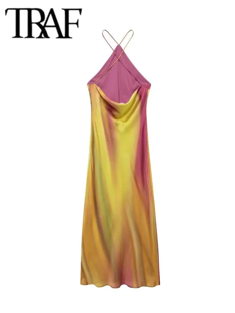 Women's Summer Dress Beach Long Dresses for Women 2024 New Fashion Print Backless Sexy Midi Dress Elegant Party Dresses