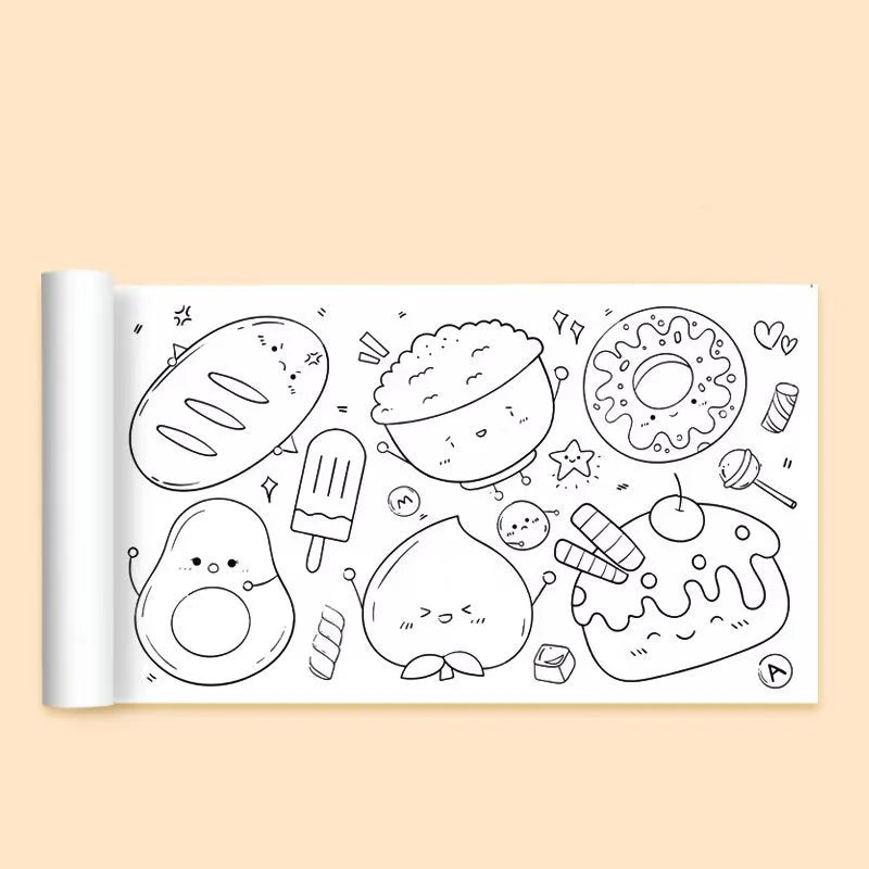 Kids Drawing Toys Sticky Coloring Roll Paper DIY Graffiti Scroll Color Filling Paper Painting Educational Toys for Girls Gift