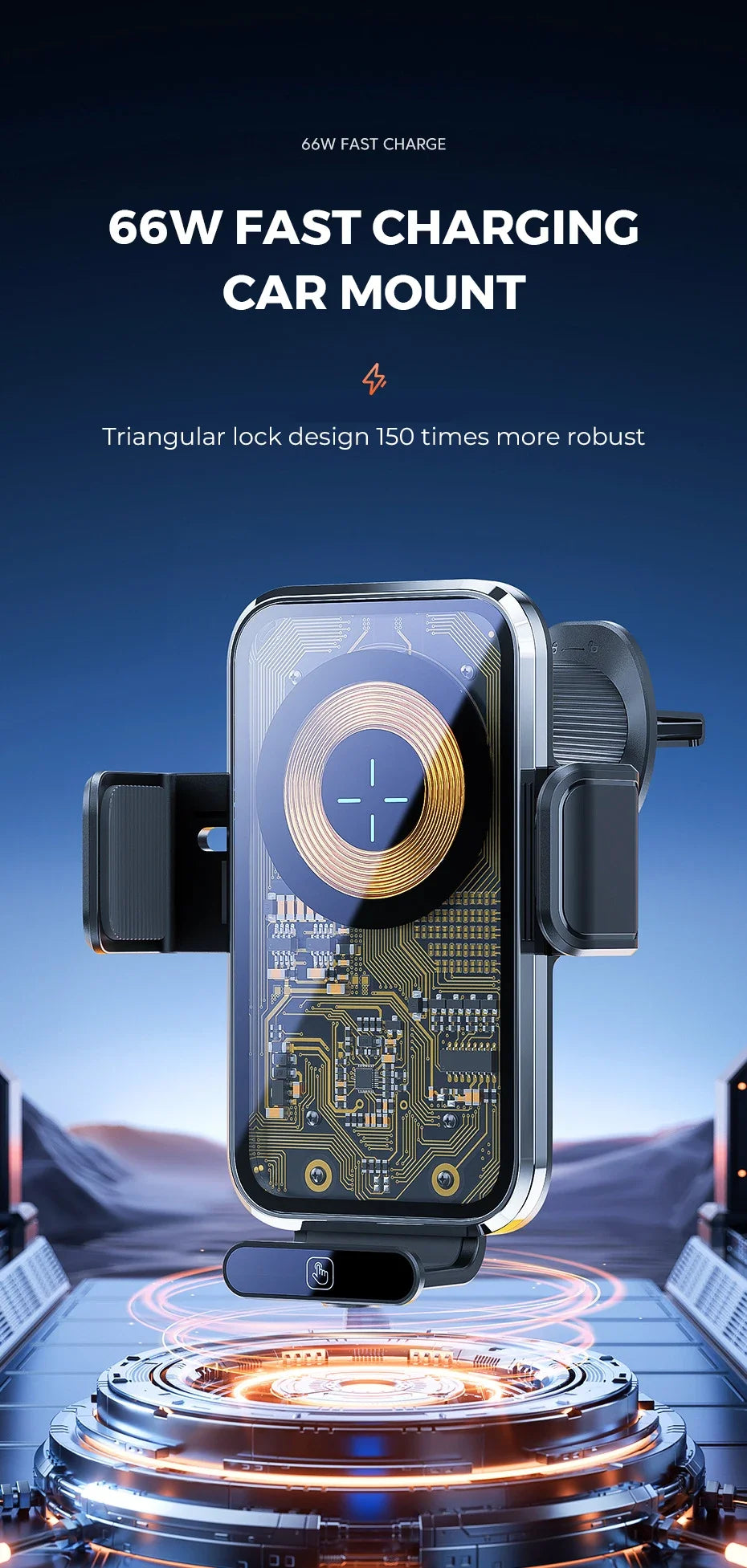 Wireless Car Charger, Fast Charging Phone Holder BothLin 3 in 1 Phone Mount Auto Clamping Car Accessories