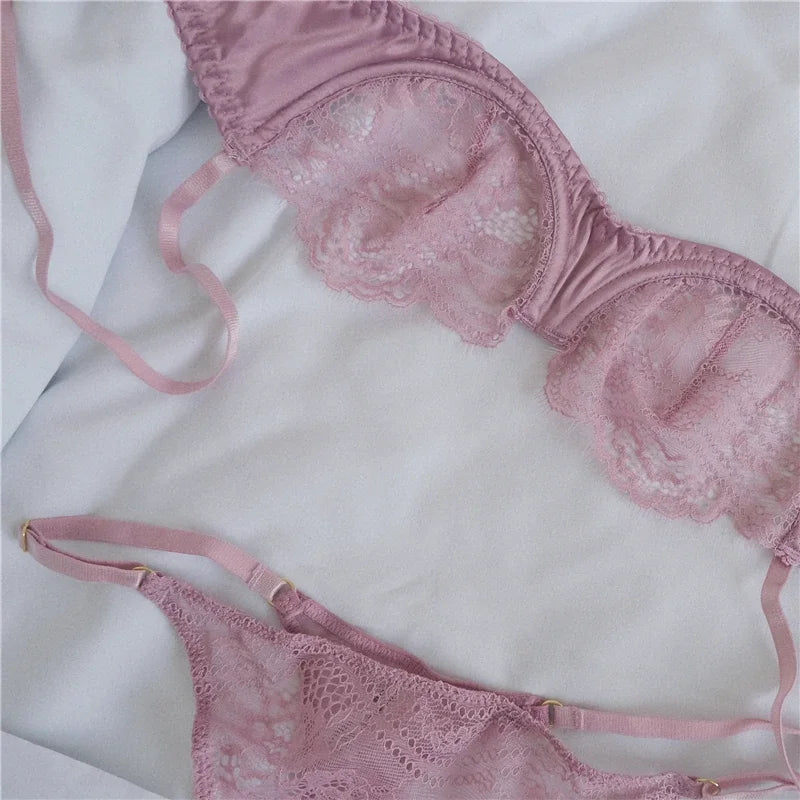 Women's Underwear Bralette Set Sexy Lingerie Lace Erotic Brassiere Female Underwear Lace Bra Panties G-String Bra and Brief Sets