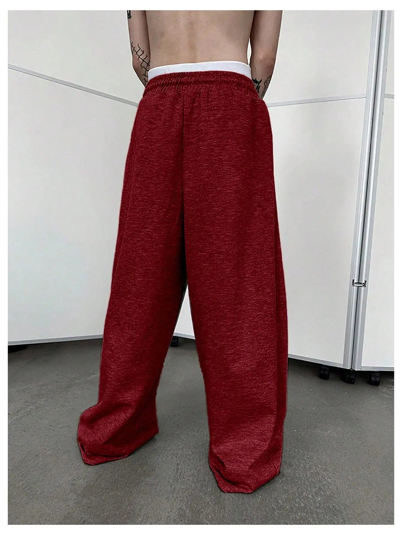European and American men's waist trousers waist drawstring straight wide-leg loose trousers sports trousers pocket men pants