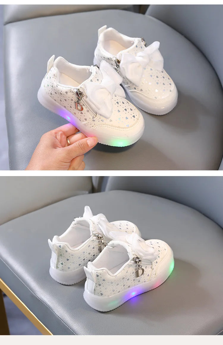 New Kids Shoes Autumn Retro Soft Girl Shoe Glowing Princess Delicate Child Shoes Casual Trend Versatile Designer Short Boot 2025