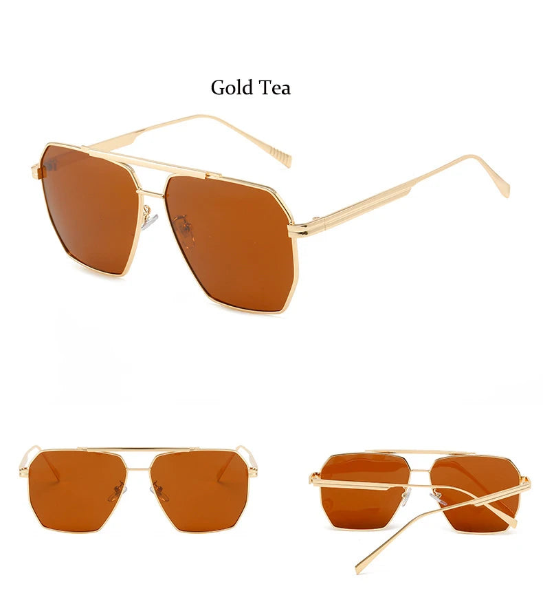 Polarized Sunglasses For Women Men Classic Brand Reflective Lens Square Trendy Sunglasses Woman High Quality Metal UV Protective