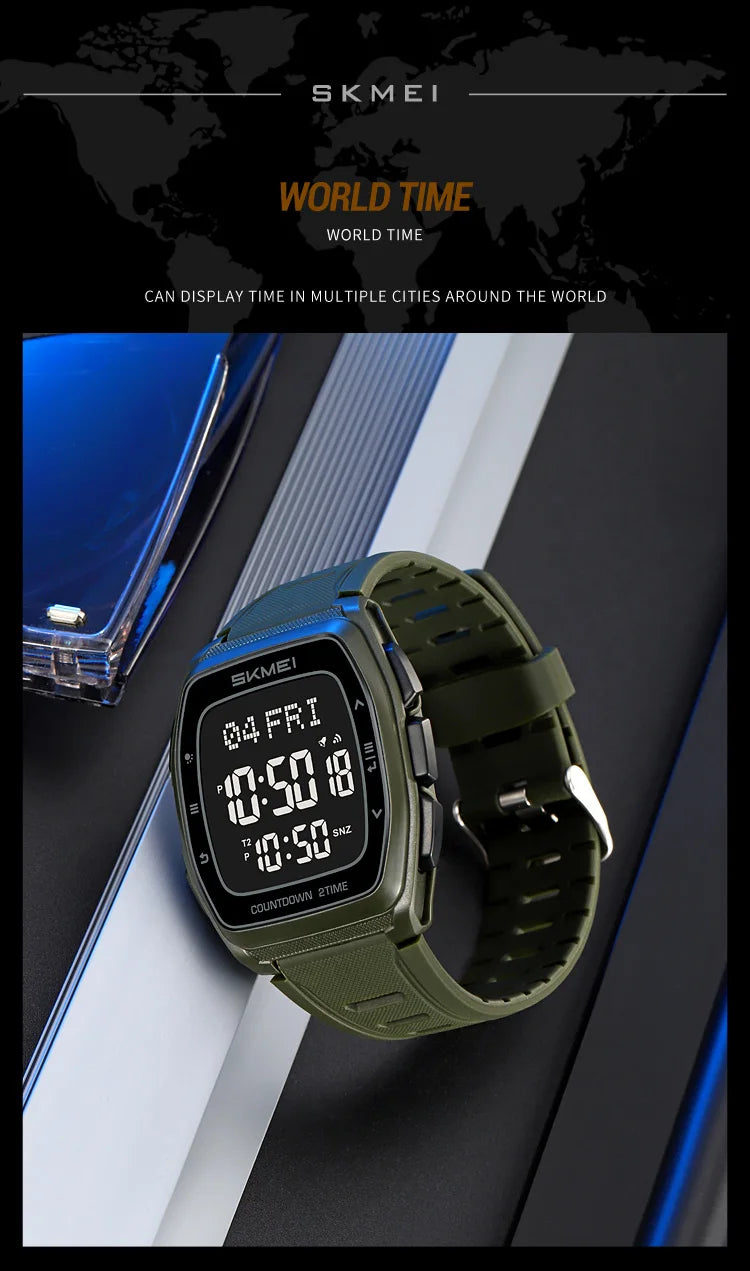 SKMEI 2441 LED Display Electronic Mens Wristwatches Waterproof Countdown Sport Watch for Men Military Digital Clock Reloj Hombre