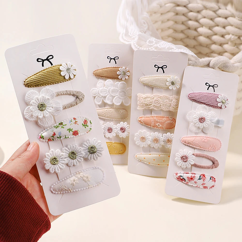 Kids Fresh Hair Clip Set Flower Printe Sweet Butterfly Hairpins Children BB Hair Bangs Clips Barrettes Girl Accessories Headwear