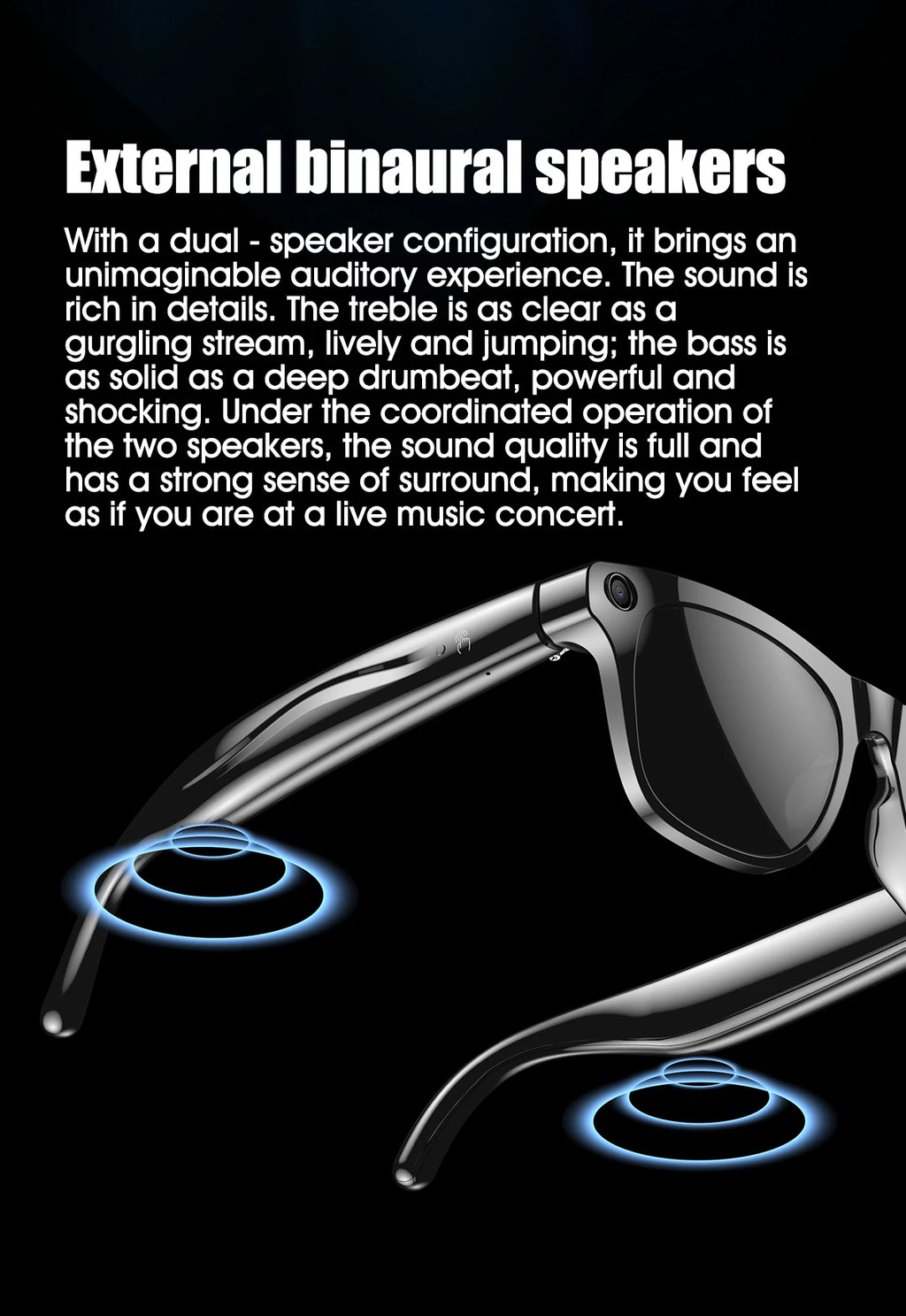 Smart Glasses With 720P HD Camera Take Photo Record Video Bluetooth Call Music Stereo Mic Touch Sport Sunglasses For Men Women