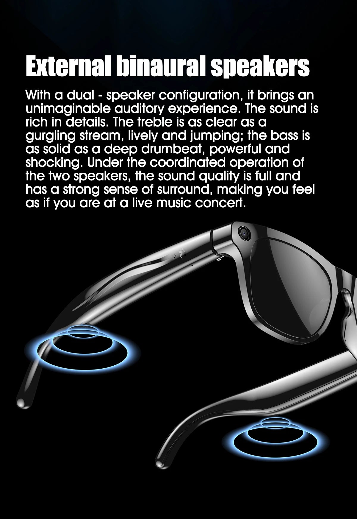Smart Glasses With 720P HD Camera Take Photo Record Video Bluetooth Call Music Stereo Mic Touch Sport Sunglasses For Men Women