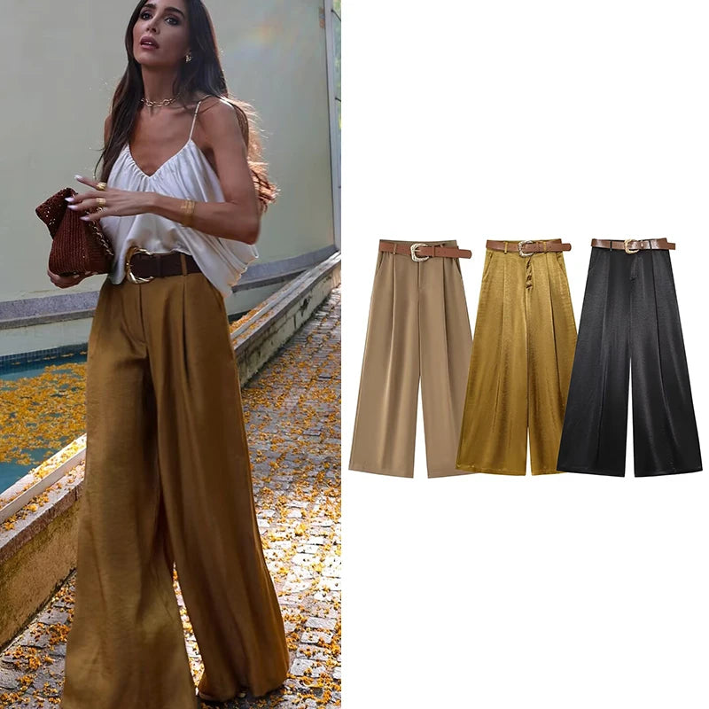 Women's 2025 New Summer Pants Fashion Slim Street Women's High Waist Wide-Leg Pantss Chic Youth Elegant Summer Travel Pants