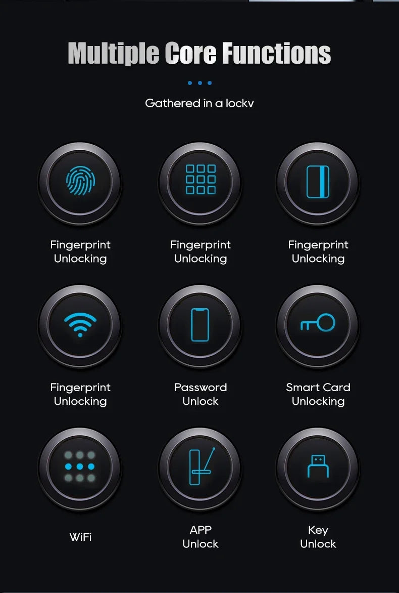 Smart electronic door locks Fingerprint biometrics Smartlock Application control Smart card key entry and USB emergency charging