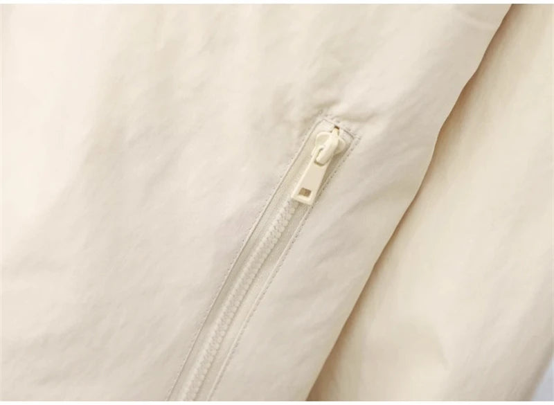 Women's Jackets New Spring Autumn Thin Cardigan Jacket Zipper Long Sleeve Simple Fashion Solid High-necked Casual Female Outwear