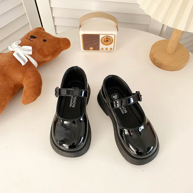 Children Leather Shoes 24-35 Slip-on Round Toe School Sweet Kids Casual Shoe 2025 New Girl's Laofers Pearl Morden Three Colors