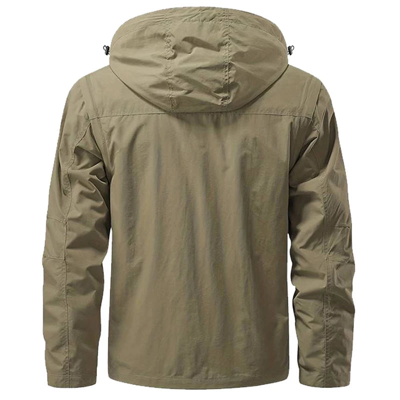 Waterproof Men Jackets Casual Work Coats Detachable Hooded Multi-Pocket Jackets Autumn Outdoor Windproof  Camping Outerwear Coat