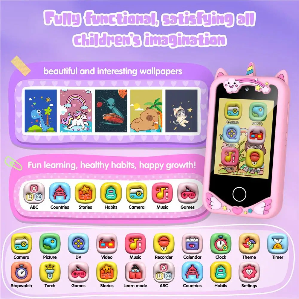 Kids Smart Phone 28 Games 20 Stories Video Music Player Toy Phone Camera Habit Tracker Learning Educational Toys Children Gifts