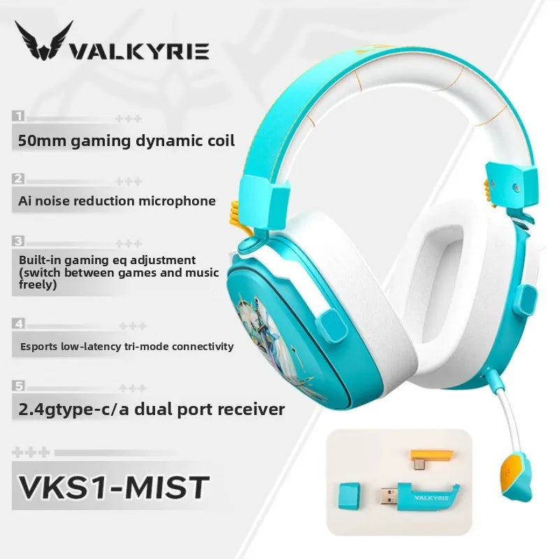 VALKYRIE VK S1 Gaming Headset Wireless Triple-Mode Detachable Microphone 15ms Ultra-low Latency Customized Gaming Headphones