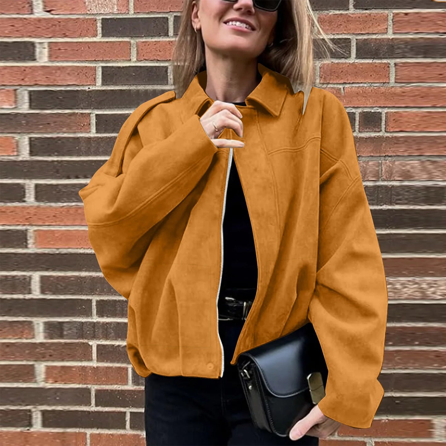 Women's Jacket Fashionable Long Sleeve Zip Up Cropped Coat Autumn Streetwear Cropped Jackets Chic Street Youth Casual Jackets