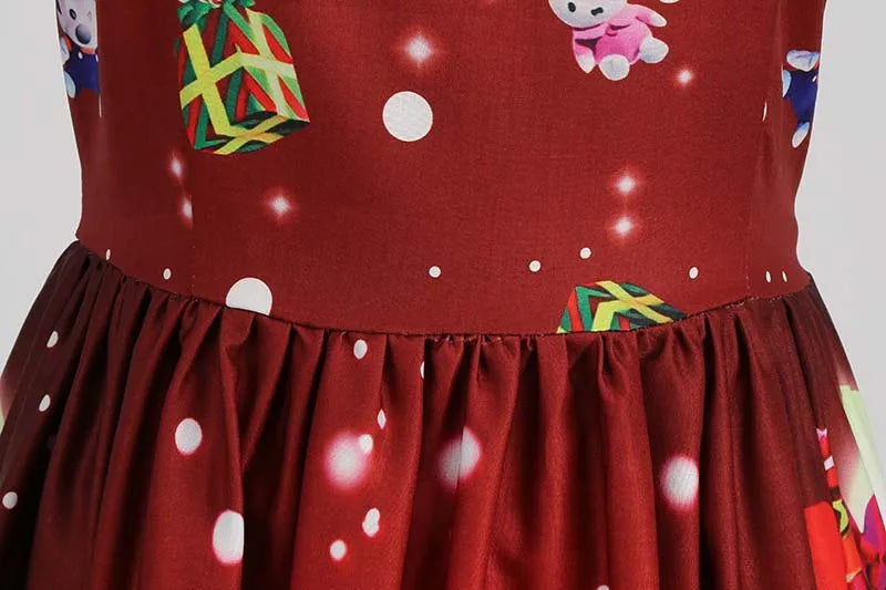 Christmas Dresses for Women Winter Pinup Rockabilly Sexy Cosplay Party Dress Santa Claus Snow Print Cocktail Prom Dress