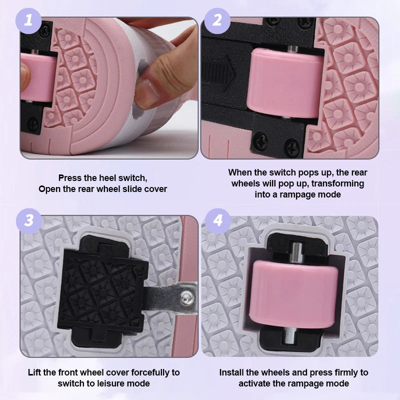 Sneakers for Kids Boys Girls 2Wheels Roller Skate Children Shoes Sports Running Adult Casual Women Tennis Outdoor Size 31-42