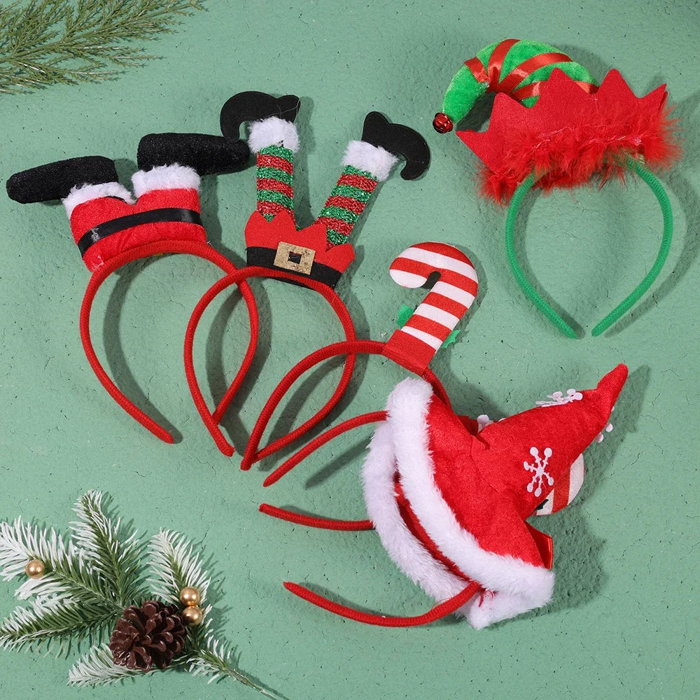 Christmas Cosplay Hair Hoop Merry Christmas Xmas Hat Santa Claus Leg Girl Boys Festival Party Headband Women Men Head Decoration