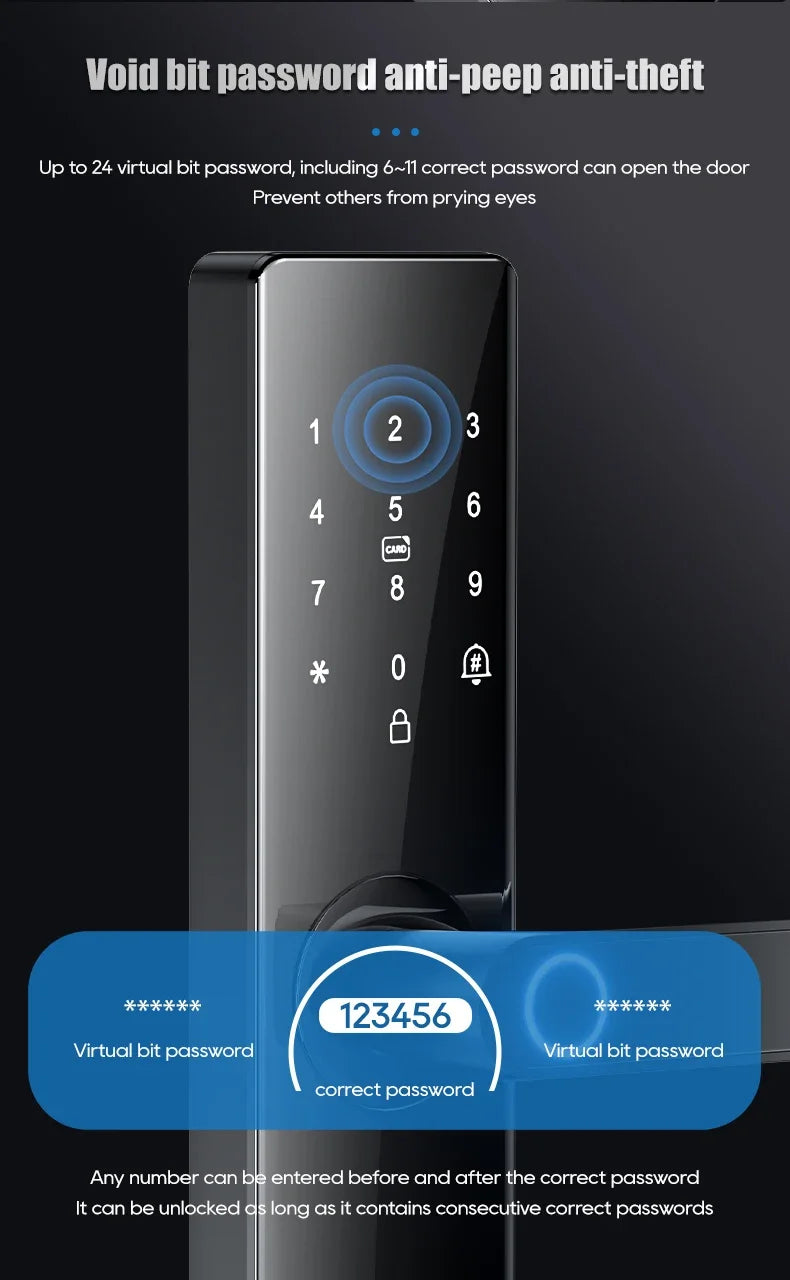 Smart electronic door locks Fingerprint biometrics Smartlock Application control Smart card key entry and USB emergency charging