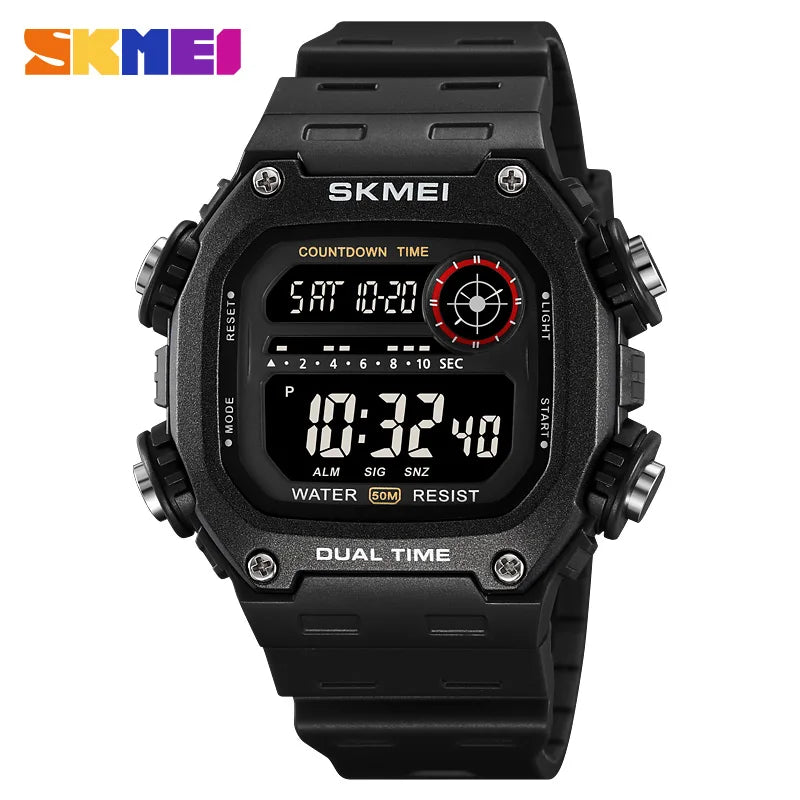 SKMEI 2126 Digital Countdown Sports Watches for Men LED Display Waterproof Stopwatch Mens Wristwatch Alarm Clock montre homme