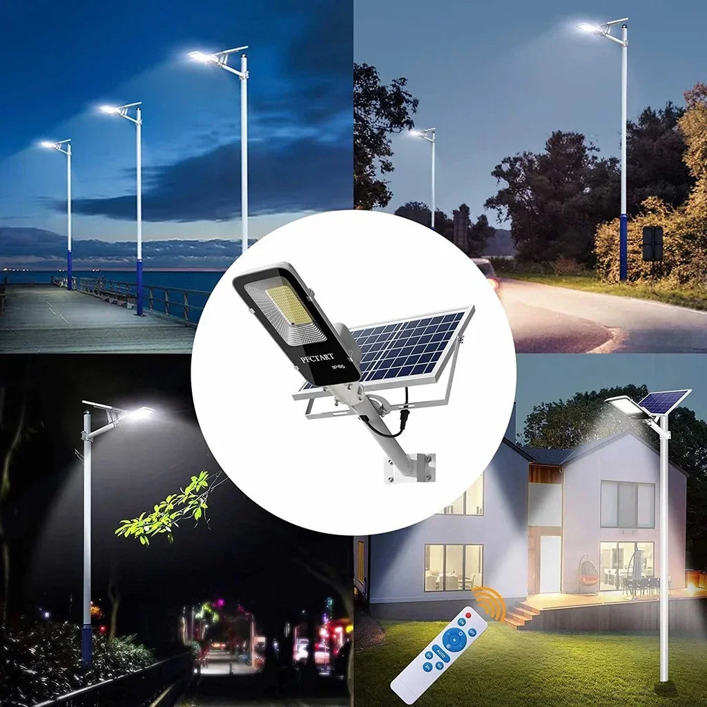 Super Bright Solar Street Light Outdoor-Heavy Duty Metal Waterproof IP65 Park Garden Garage Playground Commercial Lighting