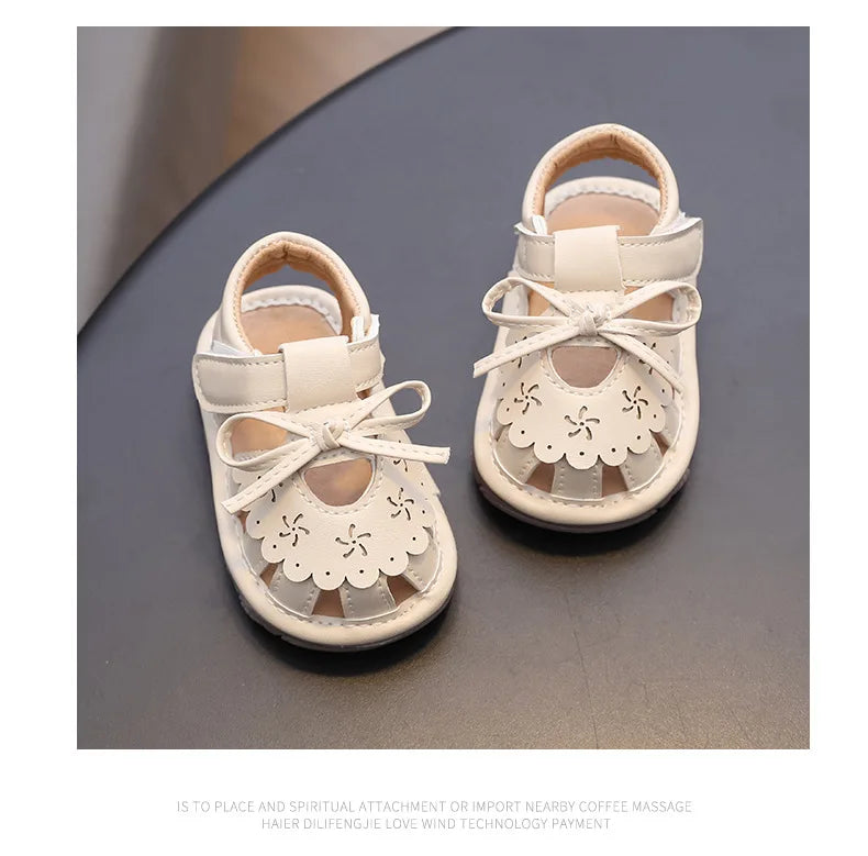 Baby Walking Shoes Package Head Call Sandals Soft Bottom Non-slip Hollow Breathable Casual Shoes 0-2 Years Old Princess Shoes