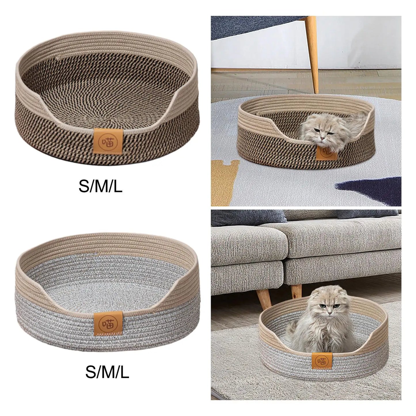 Woven Cat Bed Basket Cat Scratcher Lounge Bed Pet Accessories Breathable Durable Portable Scratch Resistant Sleeping Bed Nest