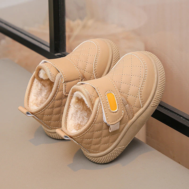 Kids'Casual Shoes Ankle Boots PU Leather Water-Resistant Winter Shoes For Children Anti-slip Warm Pink Black Shoes Size 21-31