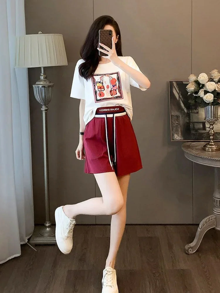 Woman Shorts Top and Bottom Short Sets for Women 2 Pieces Casual Two-piece Stylish Novelty In New Coordinated Matching Full Kit