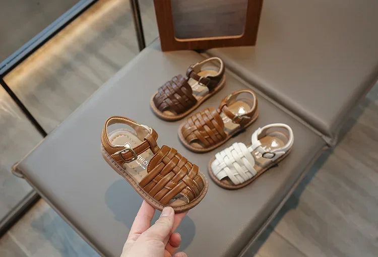 Kids Sandals 2025 Summer Sandals for Boy Fashion Children Cut-Outs Beach Shoes Braided Style Causal Walking Flat Sandals